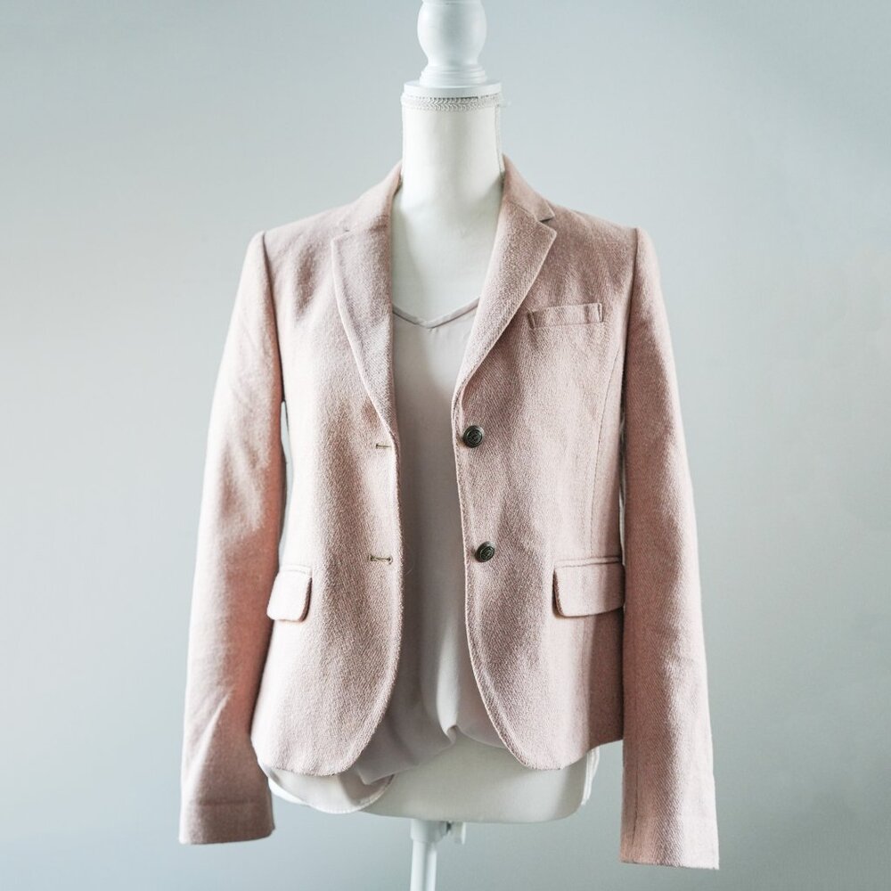 Gap Jacket Women Size 4  Pink Wool Blend The Academy Blazer Button Casual Career